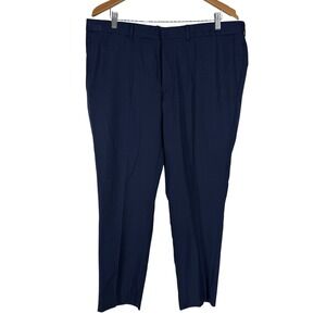 Ted Baker London Mens 37R Navy Blue 100% Wool Micro‎ Pattern Dress Pants TBT4001